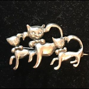 Sterling Cat Clan Brooch